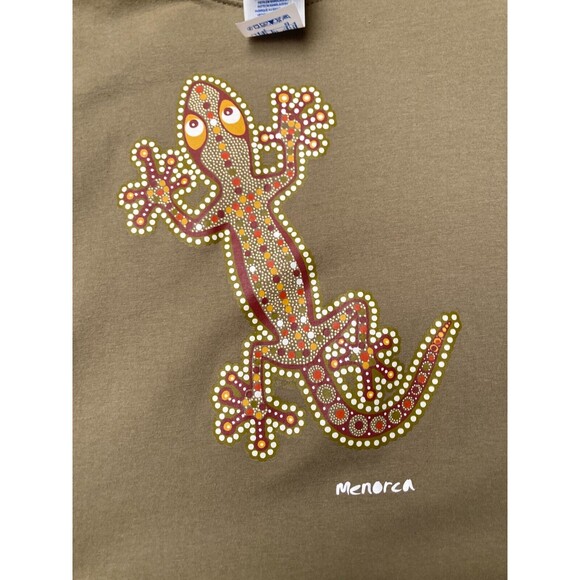 Vintage 90s T-Shirt 1990s Menorca Souvenir Tee Green Lizard Retro Size Large - Picture 1 of 5